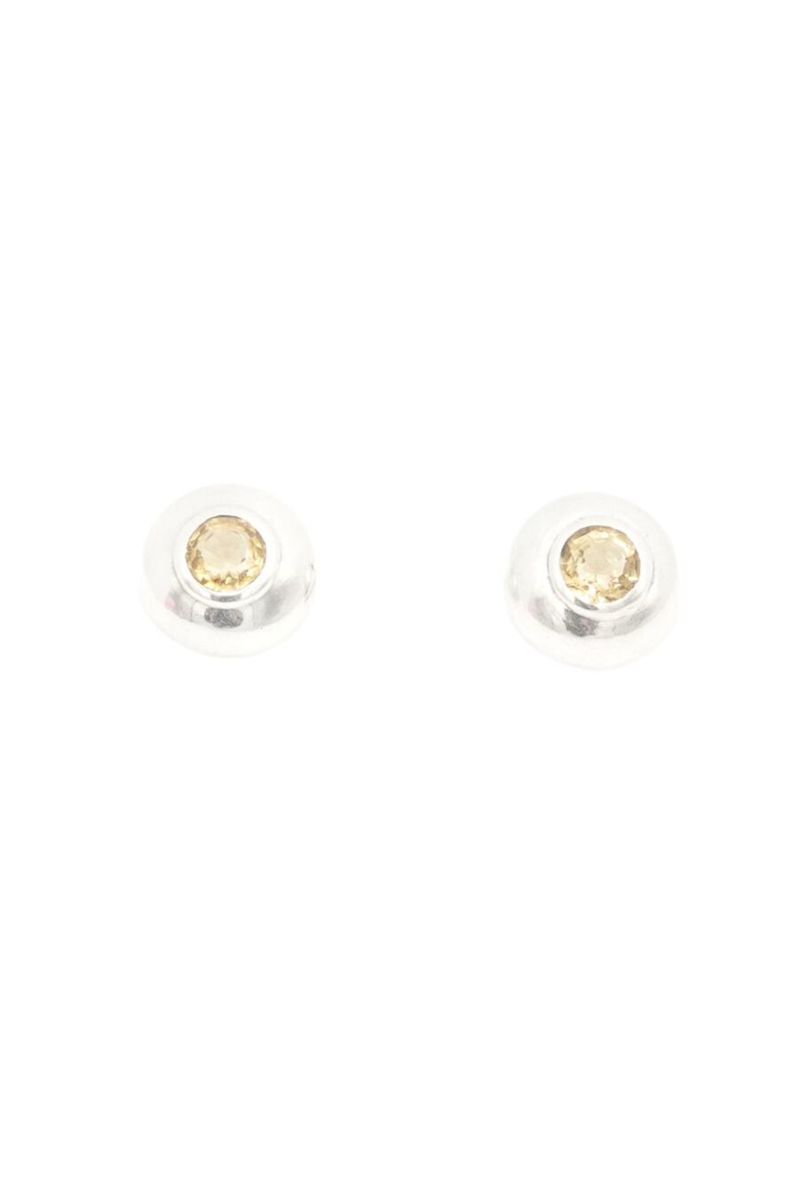 Tiffany & Co. Sterling Silver Citrine Bezel Set Dome Stud Earrings 90s - 00s